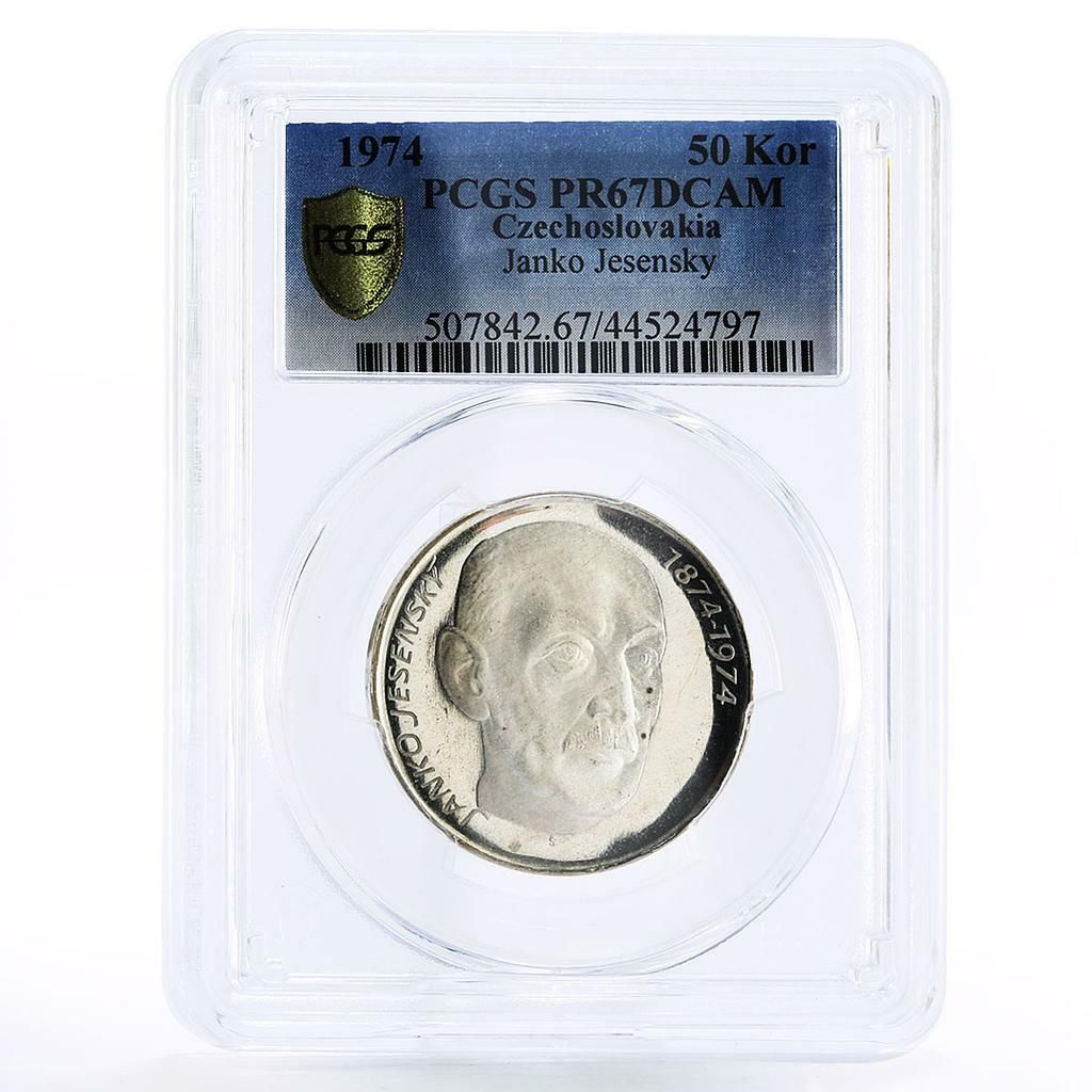 チェコスロバキア 50 コルン 詩人ヤンコ ジェセンスキー詩 PR67 PCGS
