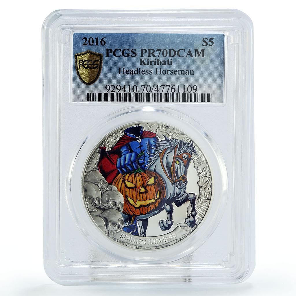 キリバス 5ドル クリプト 首なし騎士 PR 70 PCGS 銀貨 2016年