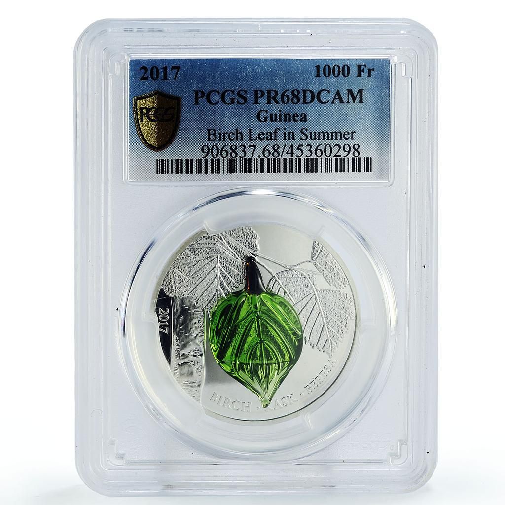ギニア 1000フラン 四季 白樺 葉 夏の植物 PR 68 PCGS 銀貨 2017年