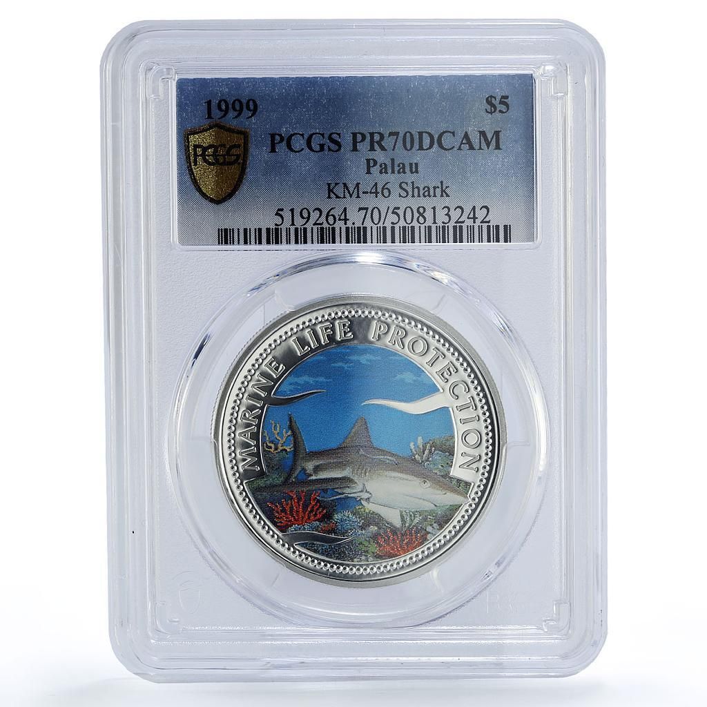 パラオ 5ドル 海洋生物保護 サメ 動物 PR70 PCGS 銀貨 1999年 - メルカリ