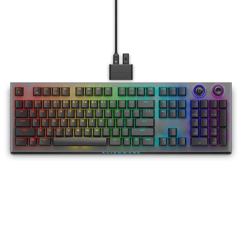 Alienware Tri Modeワイヤレス ゲーミング キーボード AW 920 K ダークサイド オブ ザ ムーン 英語配列 CHERRY MX レッド フルサイズ アンチゴースト Nキーロールオーバー 1680万色 per key RGB