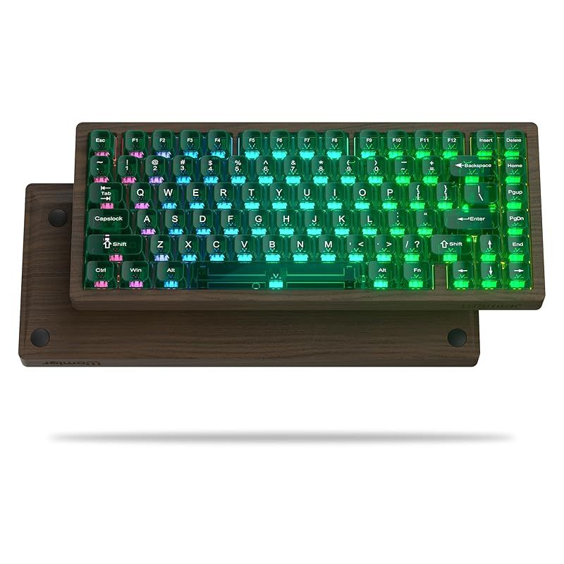 ゲーミングキーボード Womier WD 75 ワイヤレス メカニカルキーボード 英語配列 木製 USB 2.4 GHz Bluetooth QMK VIA対応 8000 mAhバッテリー RGBバックライト搭載 Win Mac用ゲーミングキーボー
