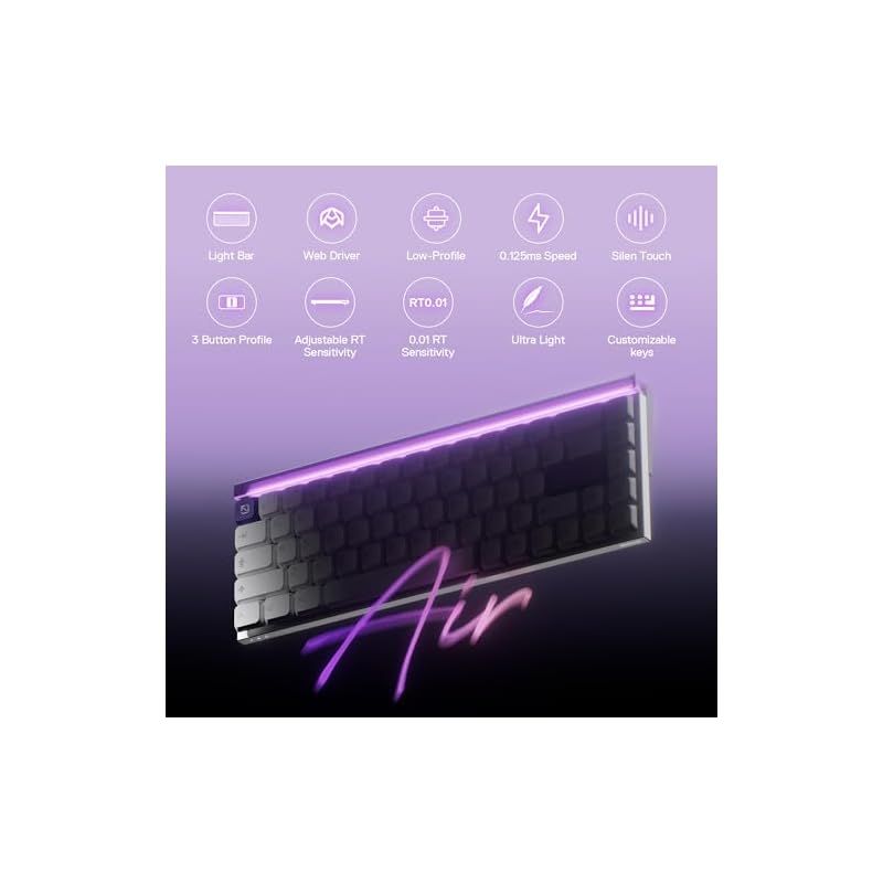 MelGeek MADE 68 Air 有線キーボード US英語配列 ホール効果磁気スイッチ ロープロファイル ゲーミングキーボード 65 コンパクト ラピッドトリガー ホットスワップ RGB スナップタップ - 調整 なアクチュエーション オンライン