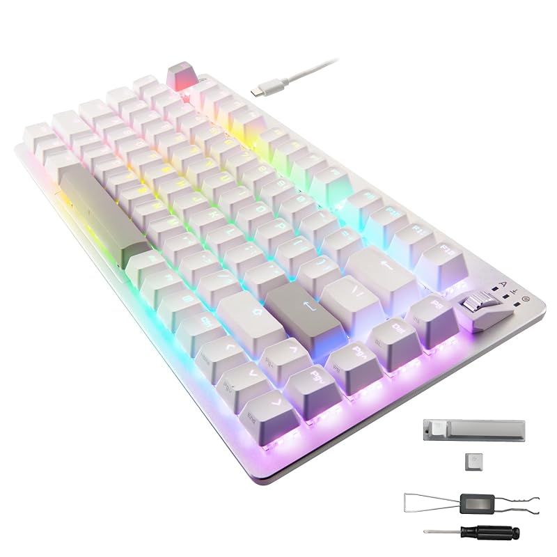 エレコム ゲーミングキーボード V custom VK 720 A ラピッドトリガー搭載 有線 着脱式 磁気式アナログ検知スイッチ搭載 75 サイズ US配列 ホワイト TK- -EN