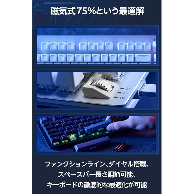  エレコム ゲーミングキーボード V custom VK 720 A ラピッドトリガー搭載 有線 着脱式 磁気式アナログ検知スイッチ搭載 75 サイズ US配列 ホワイト TK EN 周辺機器 Wii