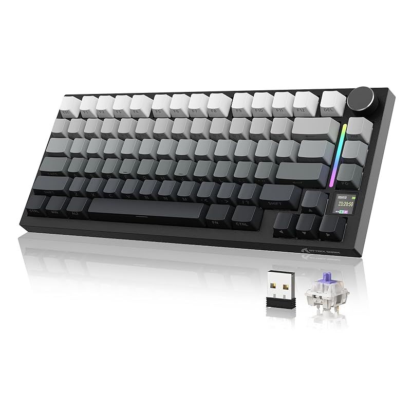 ATTACK SHAKR ゲーミングキーボード 無線 メカニカキーボード ワイヤレス bluetoothキーボード有線 Gasket構造 3モード ホットスワップ 75 リニア軸 gift軸 RGB PBTキーキャップ