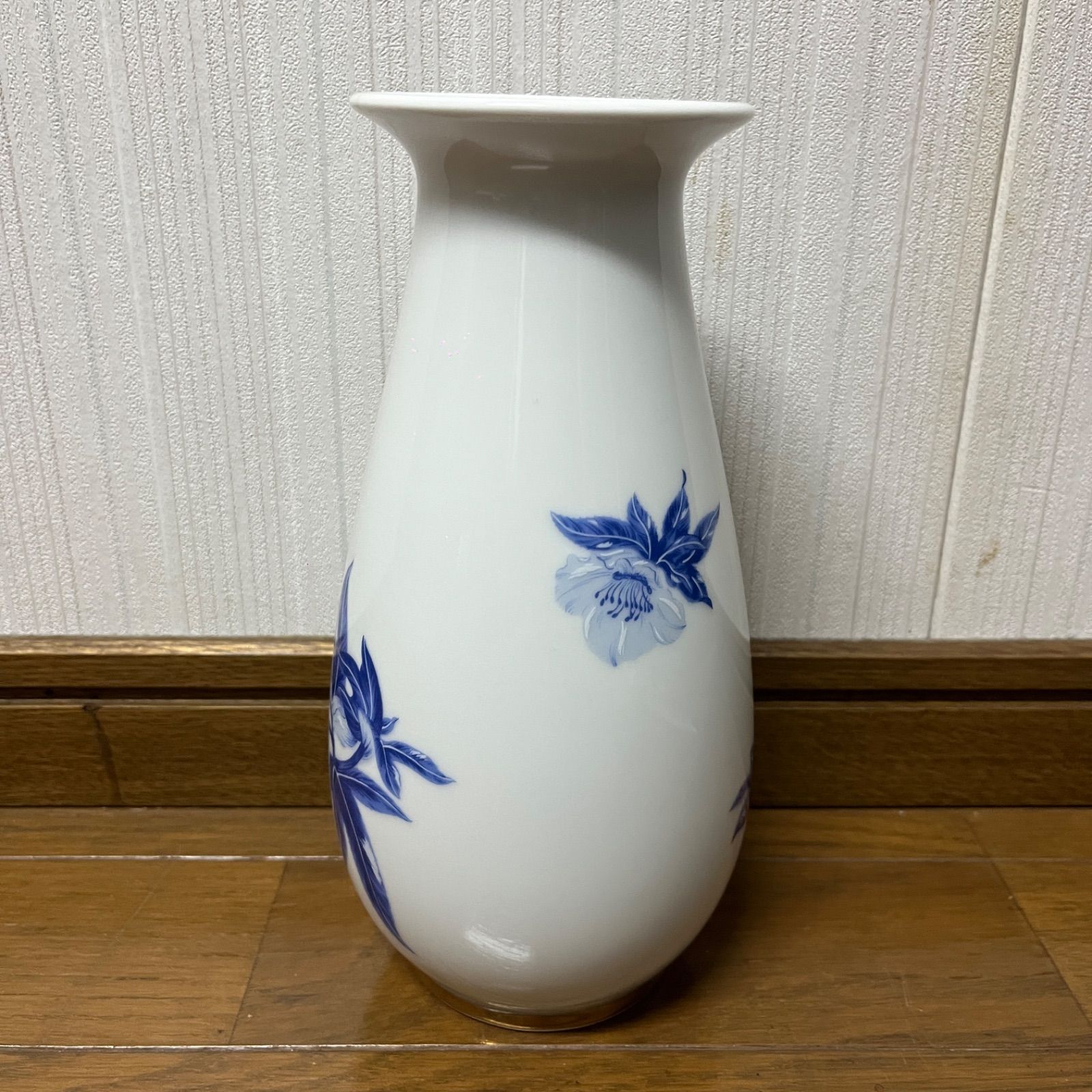 青白い花瓶 陶磁器製 木箱付き 青白い陶器 二重胴花瓶 木箱付き 花瓶 おしゃれの通販 | 日用品・文具