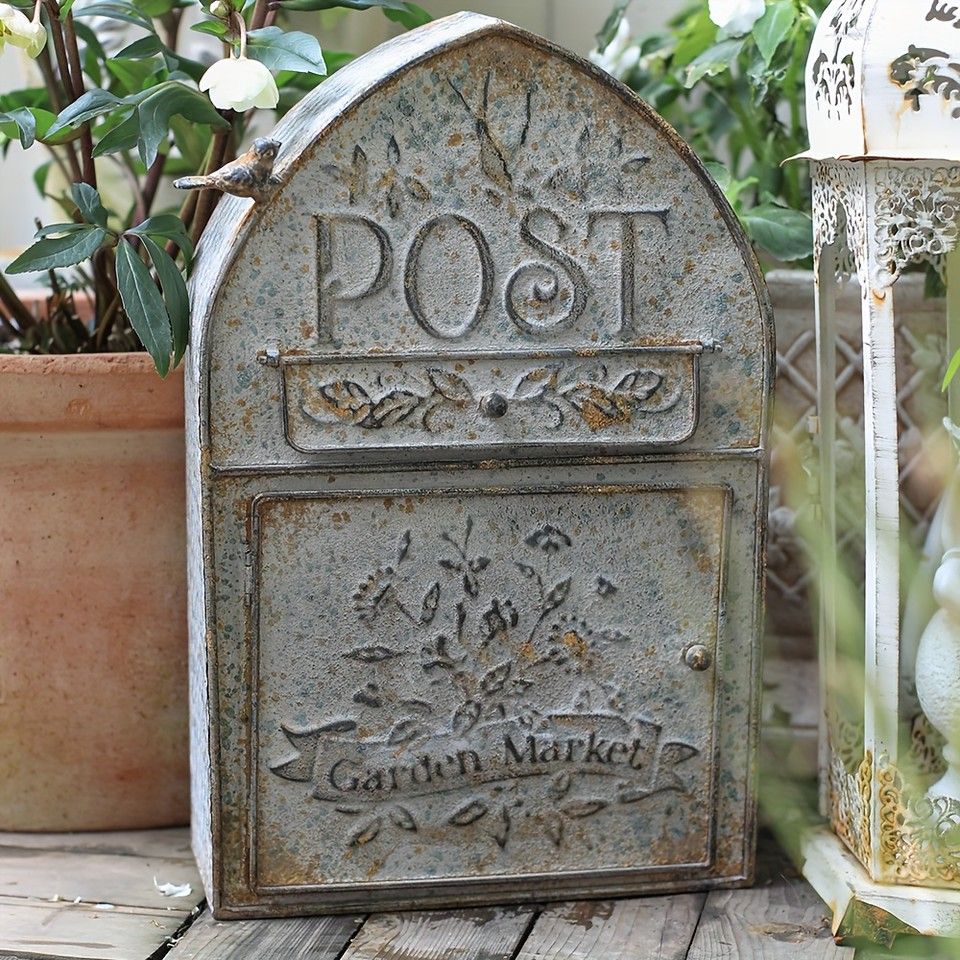 防犯対策 ヴィンテージグリーン 鋳鉄製メールボックス 郵便ポスト 壁掛け スタンド 鍵付き 大容量 おしゃれ レトロ アンティーク調 郵便受け メールスロット付き 番号プレートスロット付き