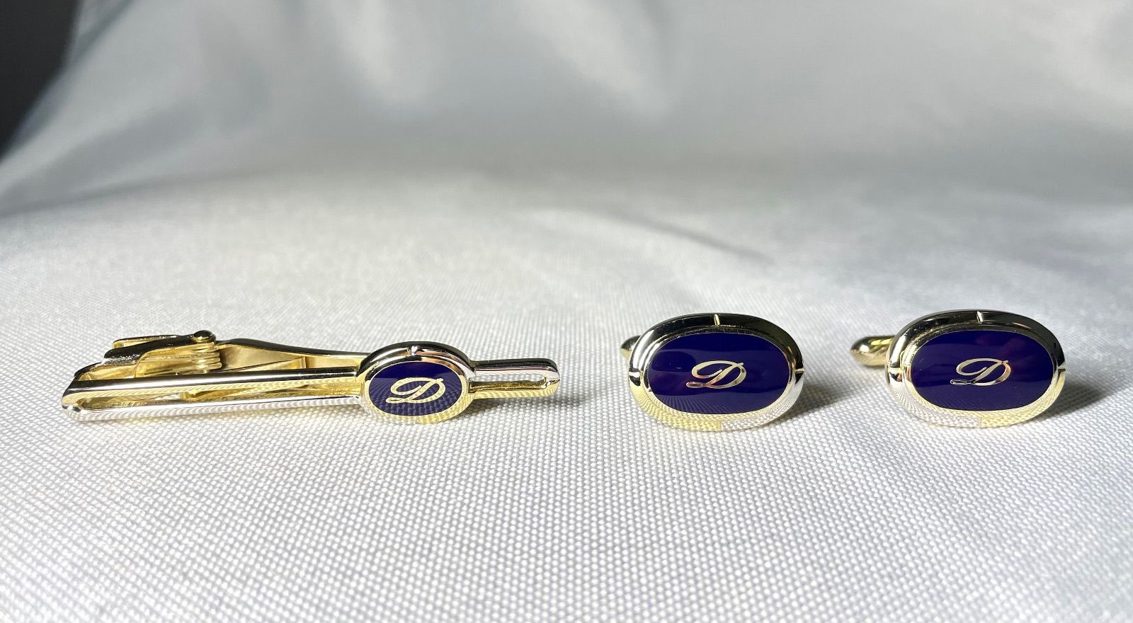 S.T.Dupont デュポン Dロゴ ブルーストーン装飾 ゴールド＆シルバー