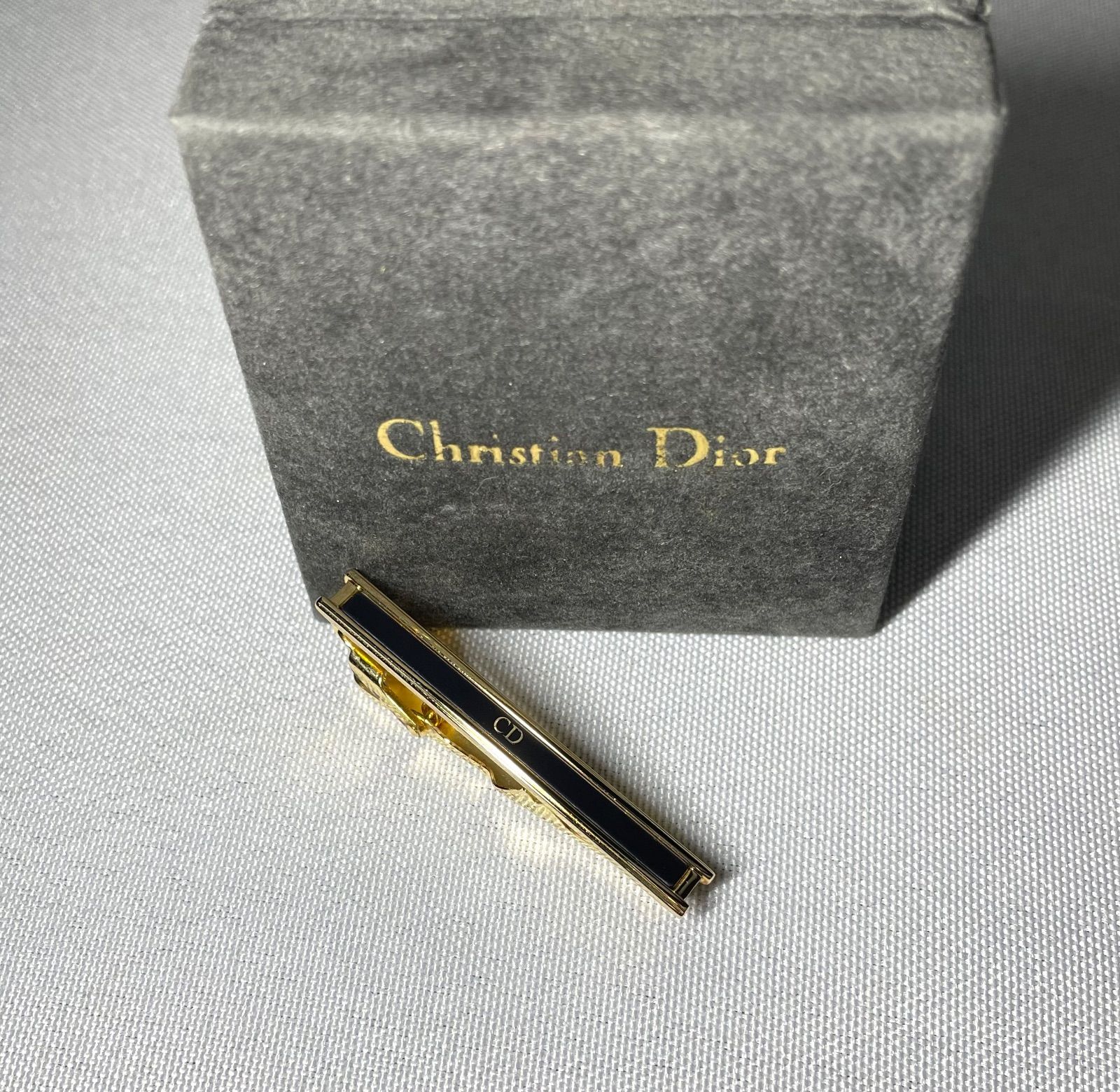 Dior ディオール CDロゴ ゴールドメタリック＆艶消しブラック ネクタイ