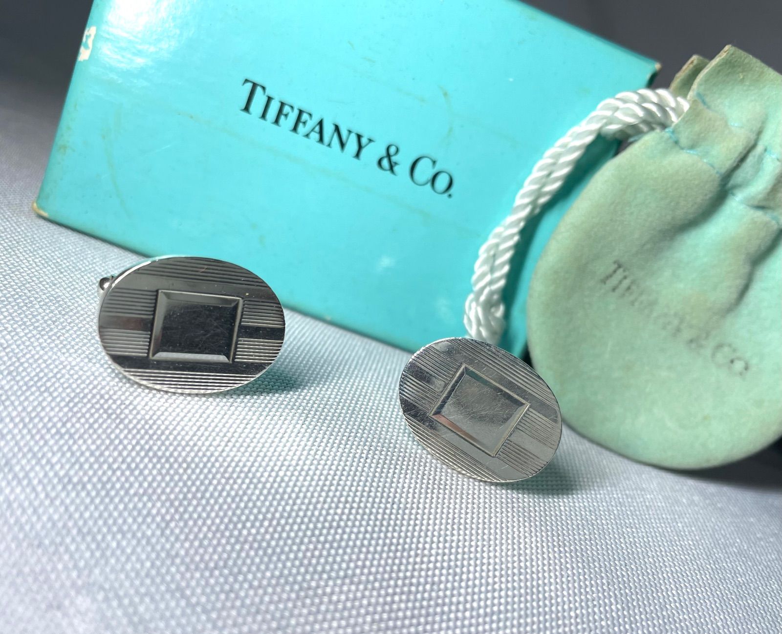 Tiffany ティファニー 鏡面スターリングシルバー＆ストライプライン