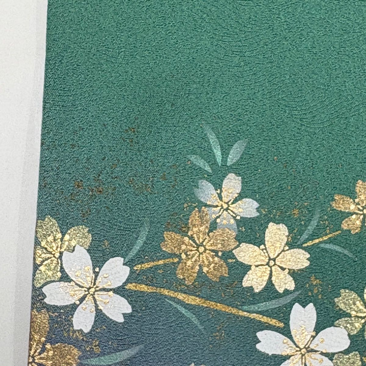 付下げ 身丈164cm 裄丈68cm L 袷 やまと 姫 桜 金彩 染め分け 緑 正絹