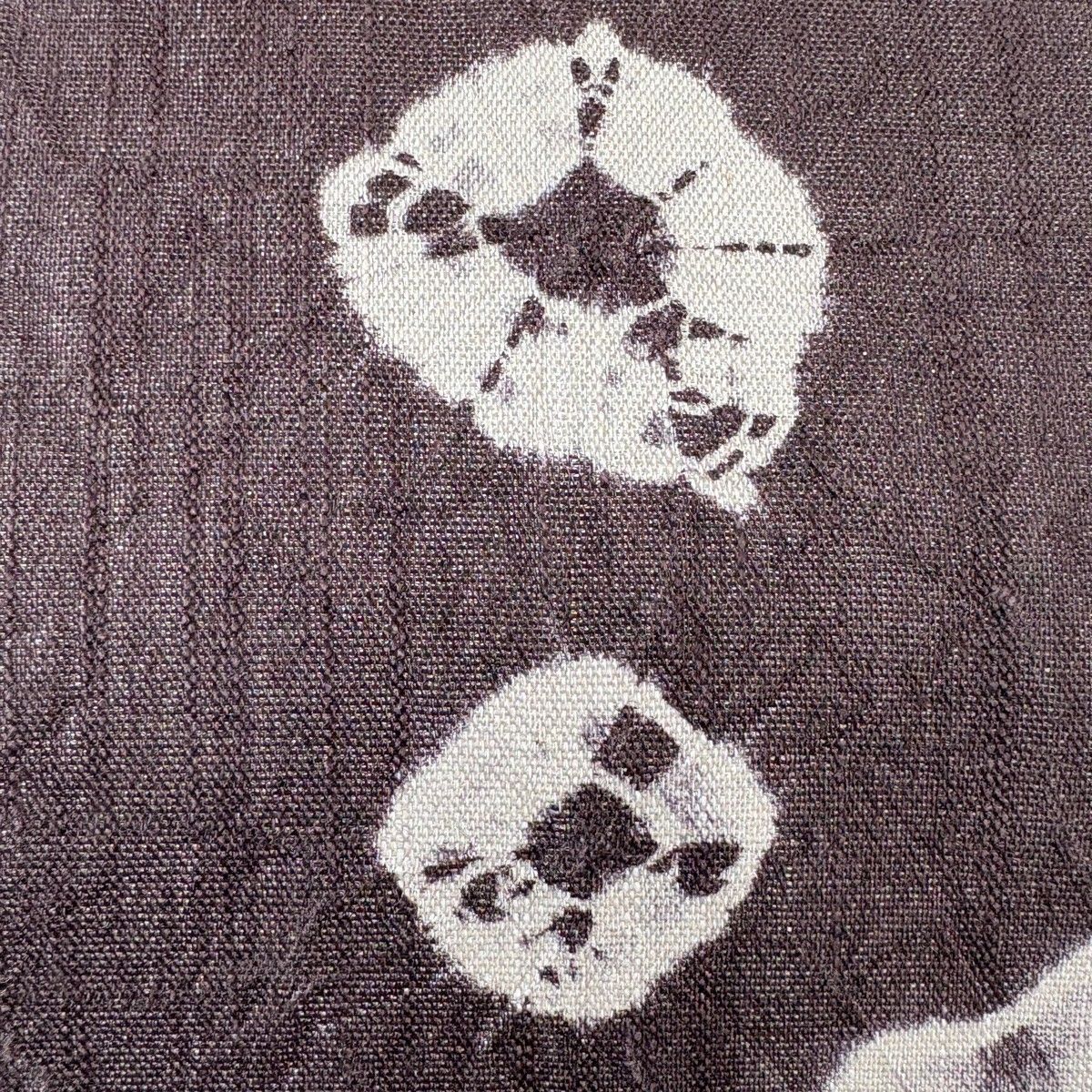 袋帯 幾何学模様 茶紫 全通 正絹