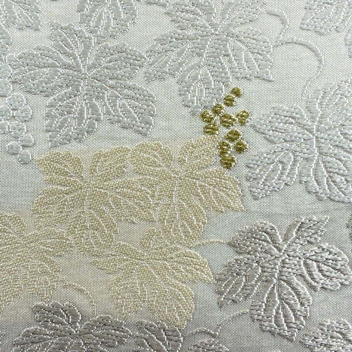 袋帯 葡萄 唐織 金銀糸 クリーム 六通 正絹