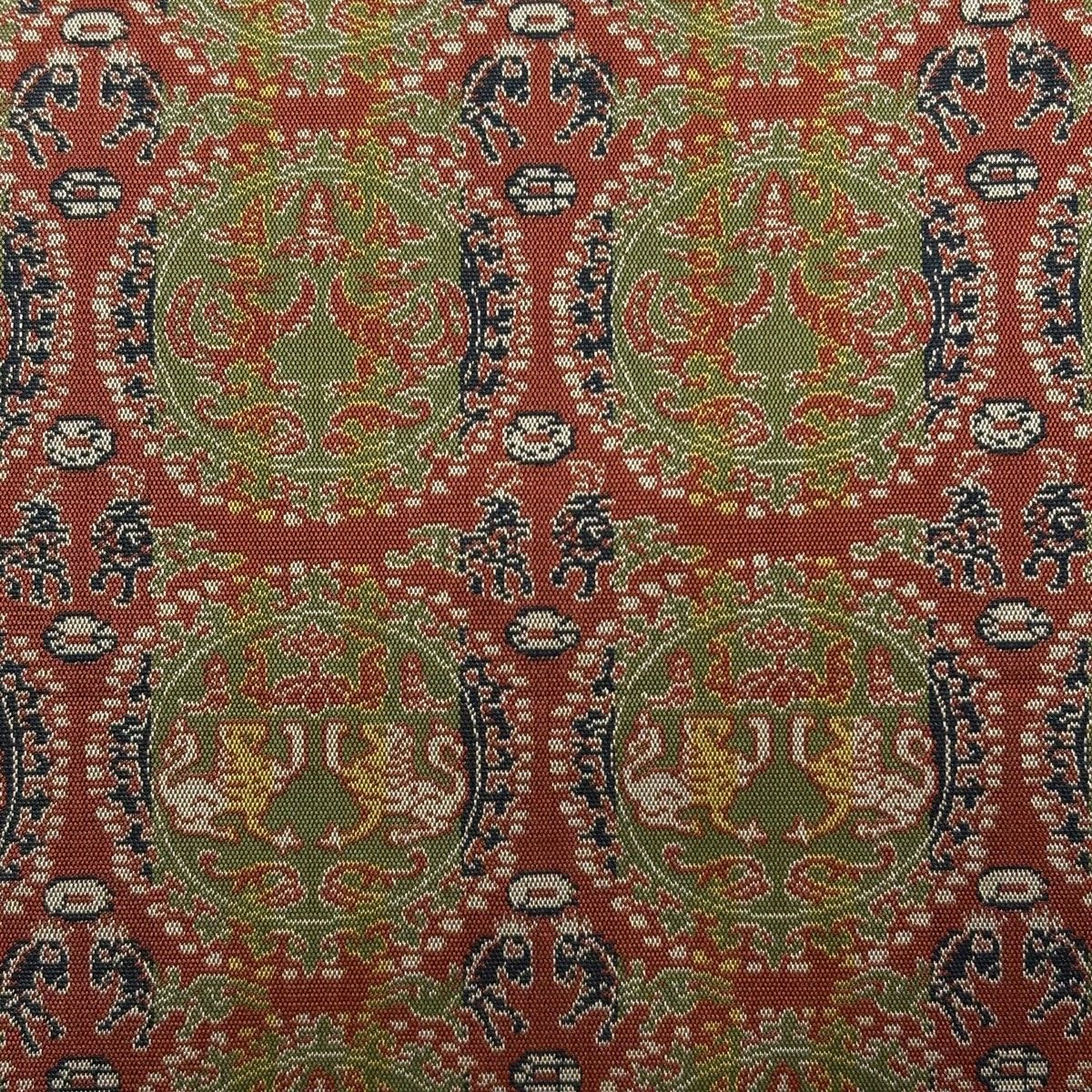 美品】 開き名古屋帯 逸品 龍村美術織物 比翼仕立て 円文白虎朱雀錦 赤