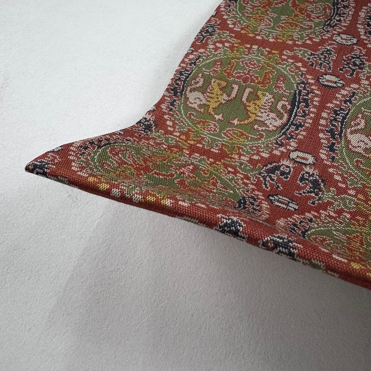 美品】 開き名古屋帯 逸品 龍村美術織物 比翼仕立て 円文白虎朱雀錦 赤