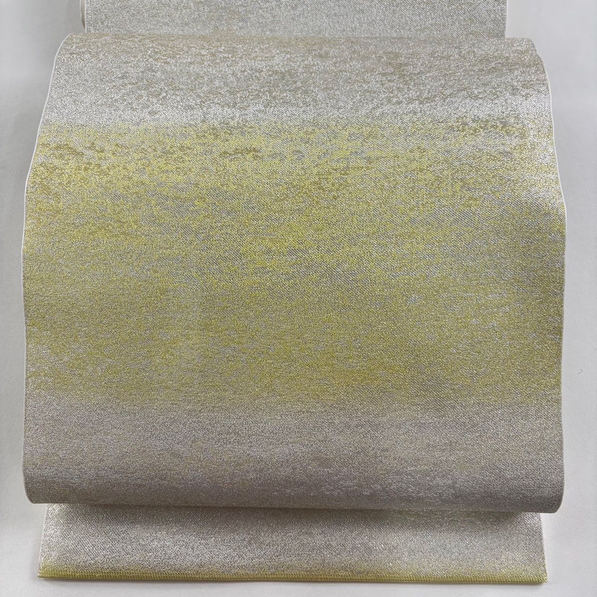 袋帯 川島織物 落款 関西仕立て 霞 横段 箔 薄黄 六通 正絹