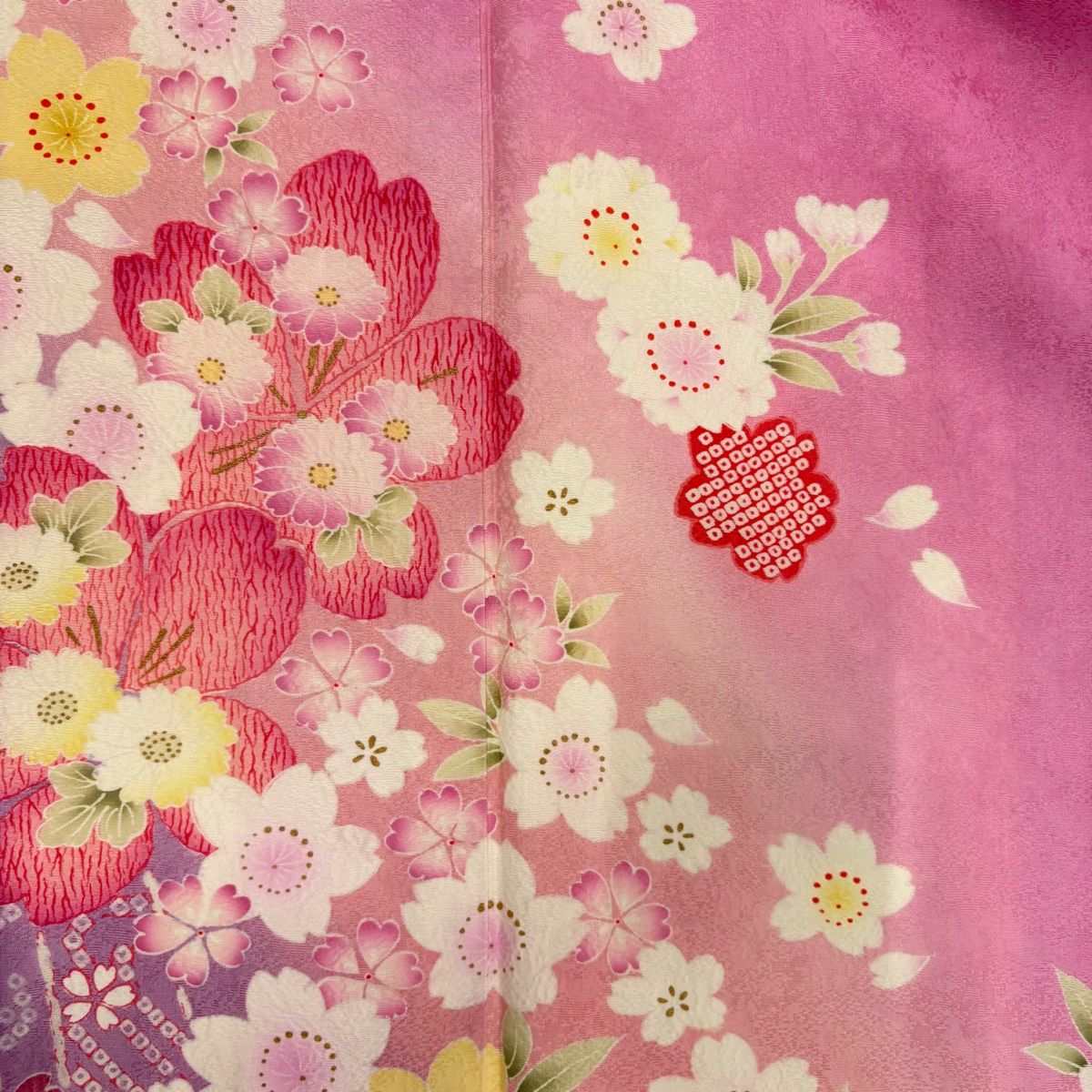 振袖 身丈164cm 裄丈66cm M 袷 桜 菊 金彩 ぼかし ピンク 正絹 名品