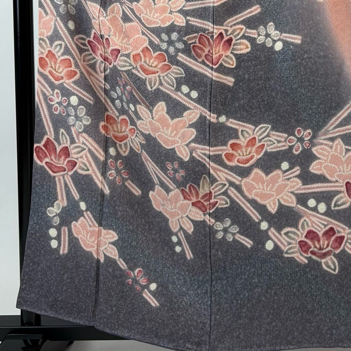 美品】 訪問着 身丈160.5cm 裄丈65cm M 袷 節約 枝花 地紋 絞り