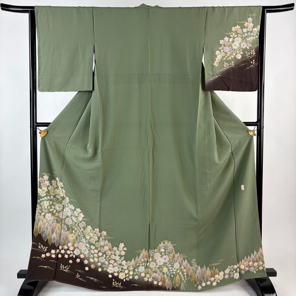 付下げ 身丈165cm 裄丈64.5cm 正絹 名品 【中古】 付下げ 身丈165cm 裄丈66cm M 袷 陶彩染 幾何学 薄茶色 正絹 秀品