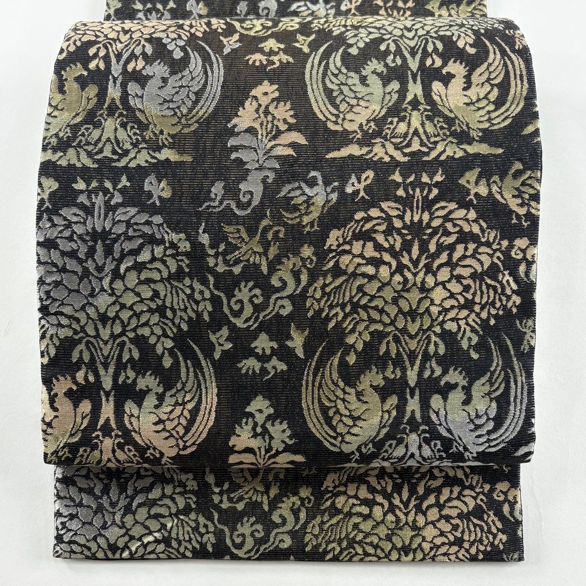 ツーシーズン 袋帯 六通柄 正絹 葉文 作家落款 未使用 イ5947 ツー