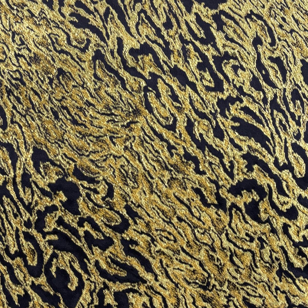 袋帯 秀品 幾何学模様 金糸 箔 黒 全通 正絹