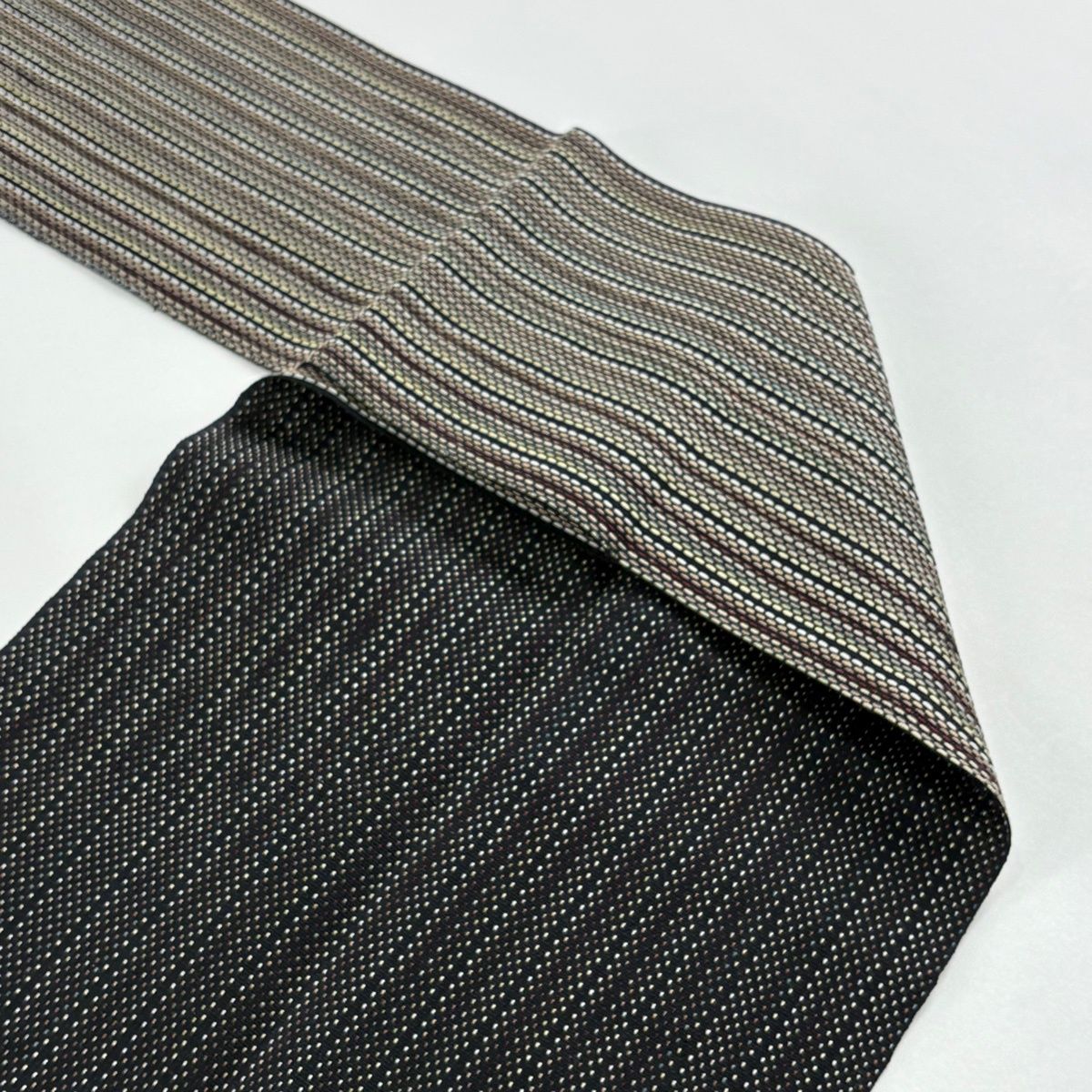 名古屋帯 秀品 八寸名古屋帯 松葉仕立て 縞 黒 正絹 【中古】 - メルカリ