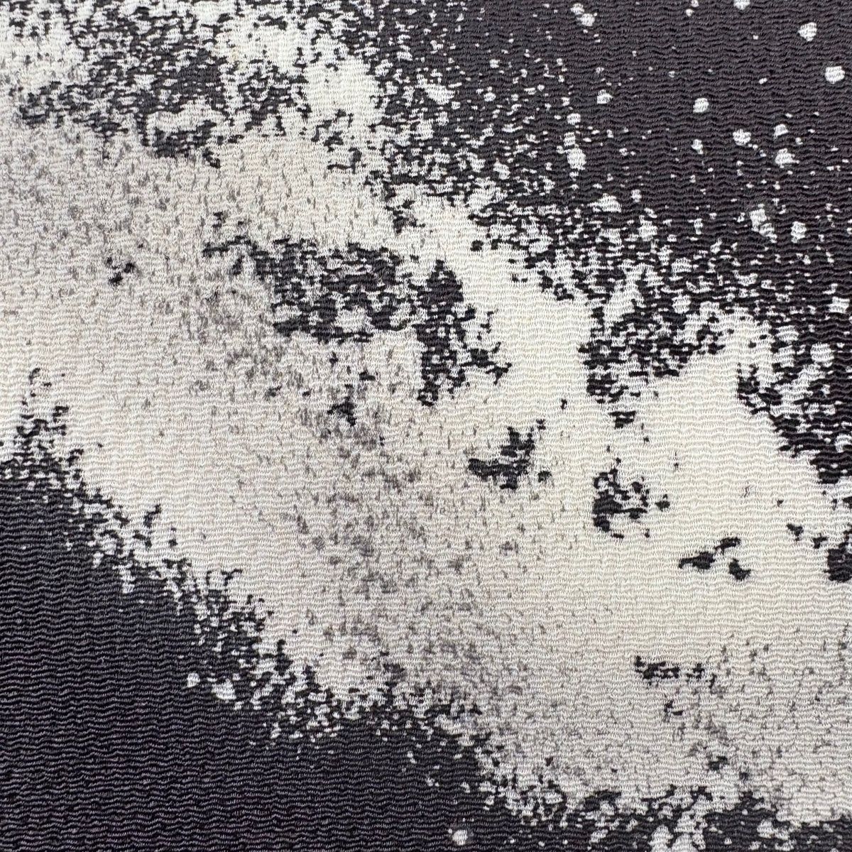 名古屋帯 秀品 幾何学 縮緬 濃紫 正絹