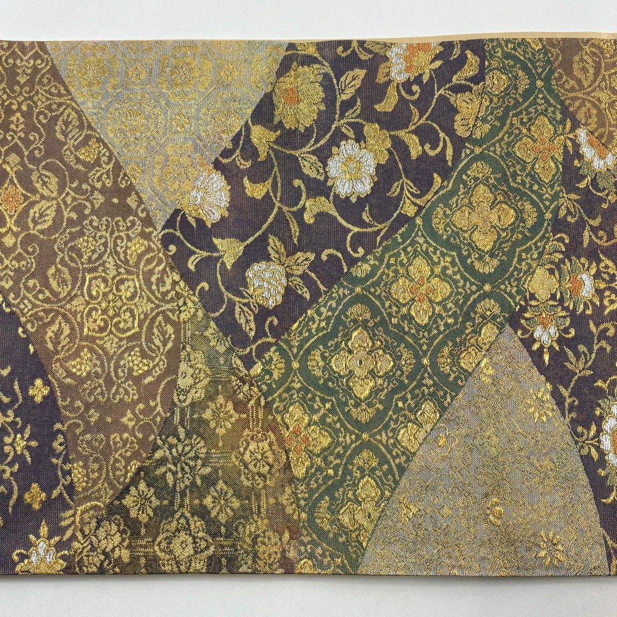 美品】 袋帯 秀品 向かい鳥 花唐草 金銀糸 箔 紫 六通 正絹 【中古