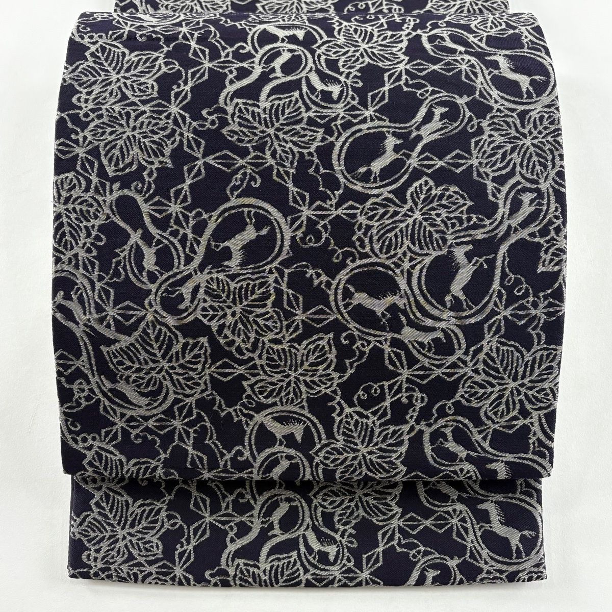 美品】 袋帯 秀品 人間国宝 南部芳松 落款 動物 瓢箪 箔 濃紫 全通