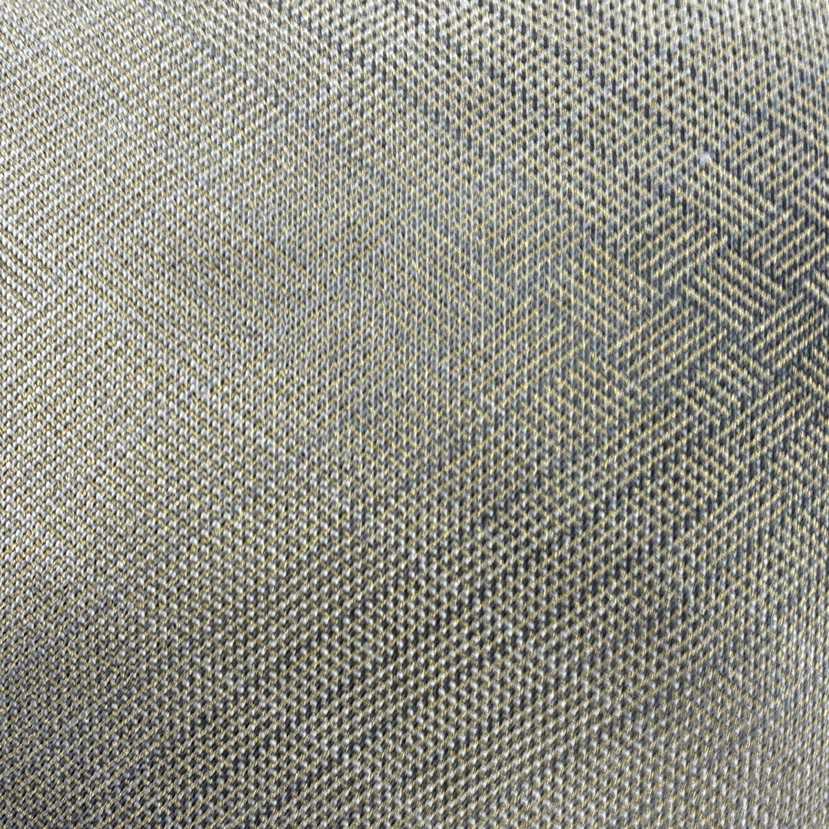 名古屋帯 秀品 八寸名古屋帯 トンネル仕立て 斜め格子 縞 金糸 灰色 正絹