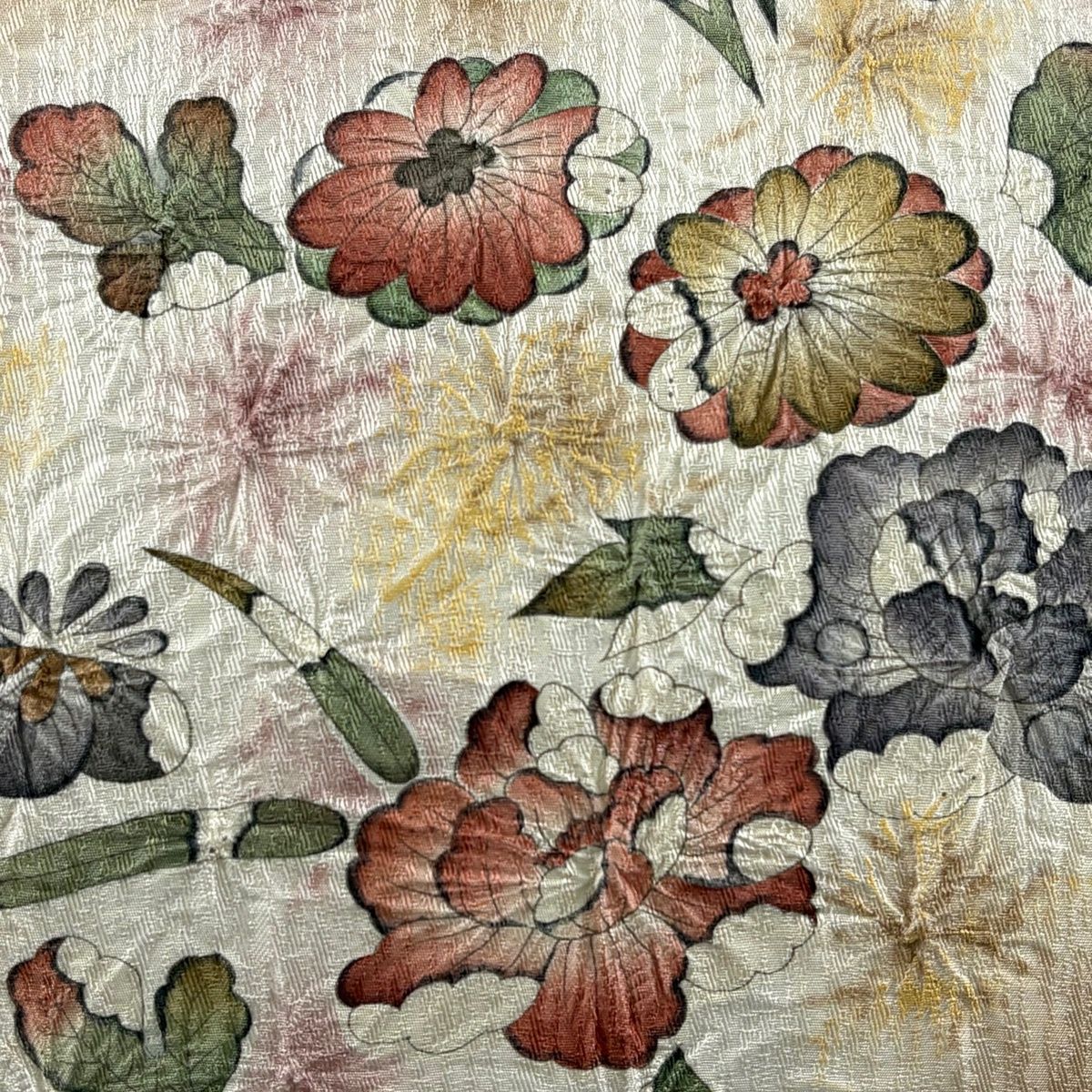 名古屋帯 秀品 草花 金彩 ぼかし ベージュ 正絹