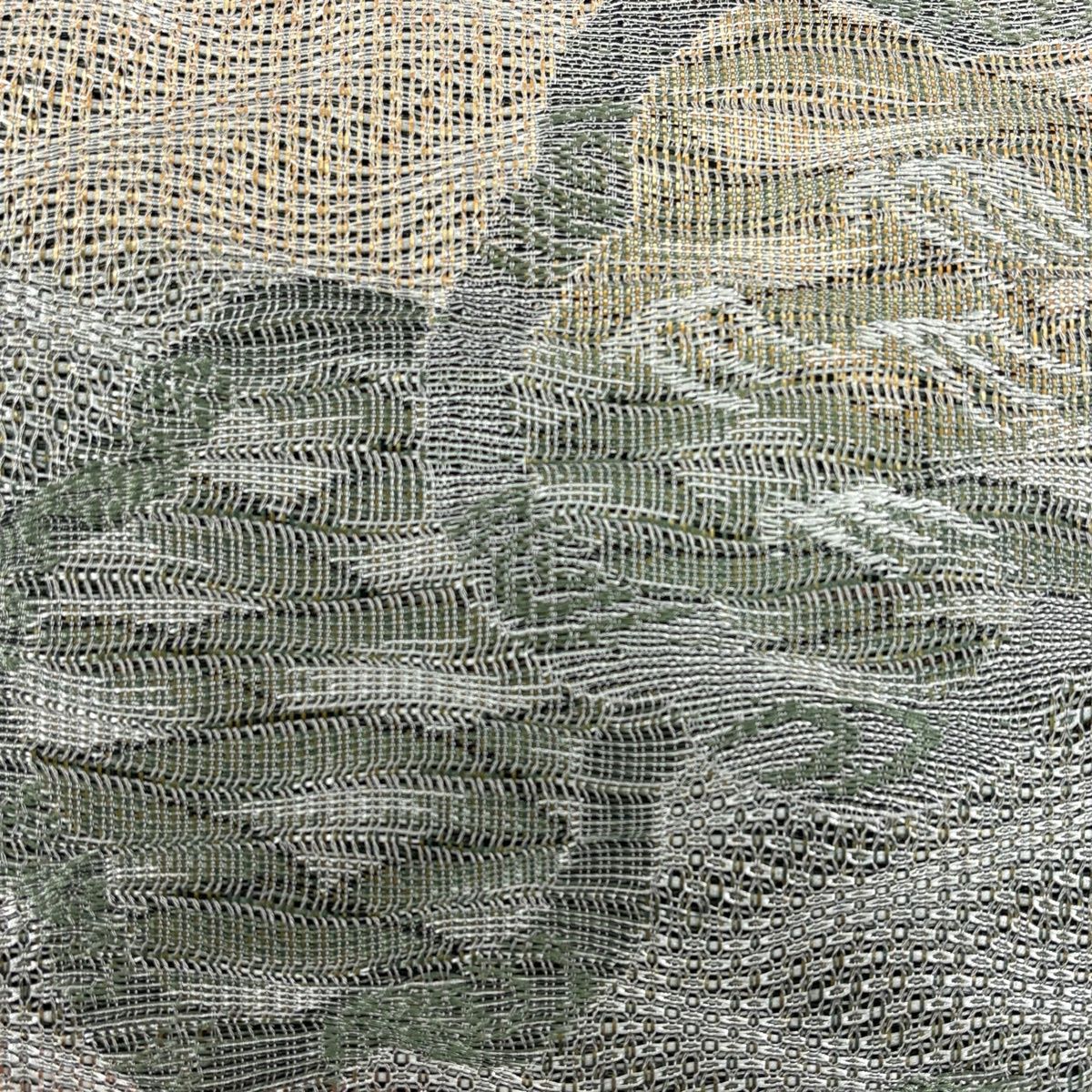 名古屋帯 秀品 夏帯 八寸名古屋帯 花 波 箔 灰緑 正絹