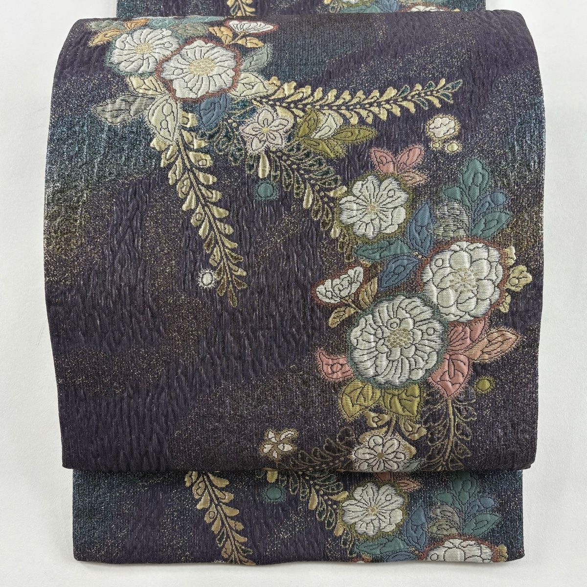 M297 染分青海辻が花　六通　正絹　袋帯　美品 美品】 袋帯 秀品 辻が花 箔 紫 六通 正絹 【中古】 - メルカリ