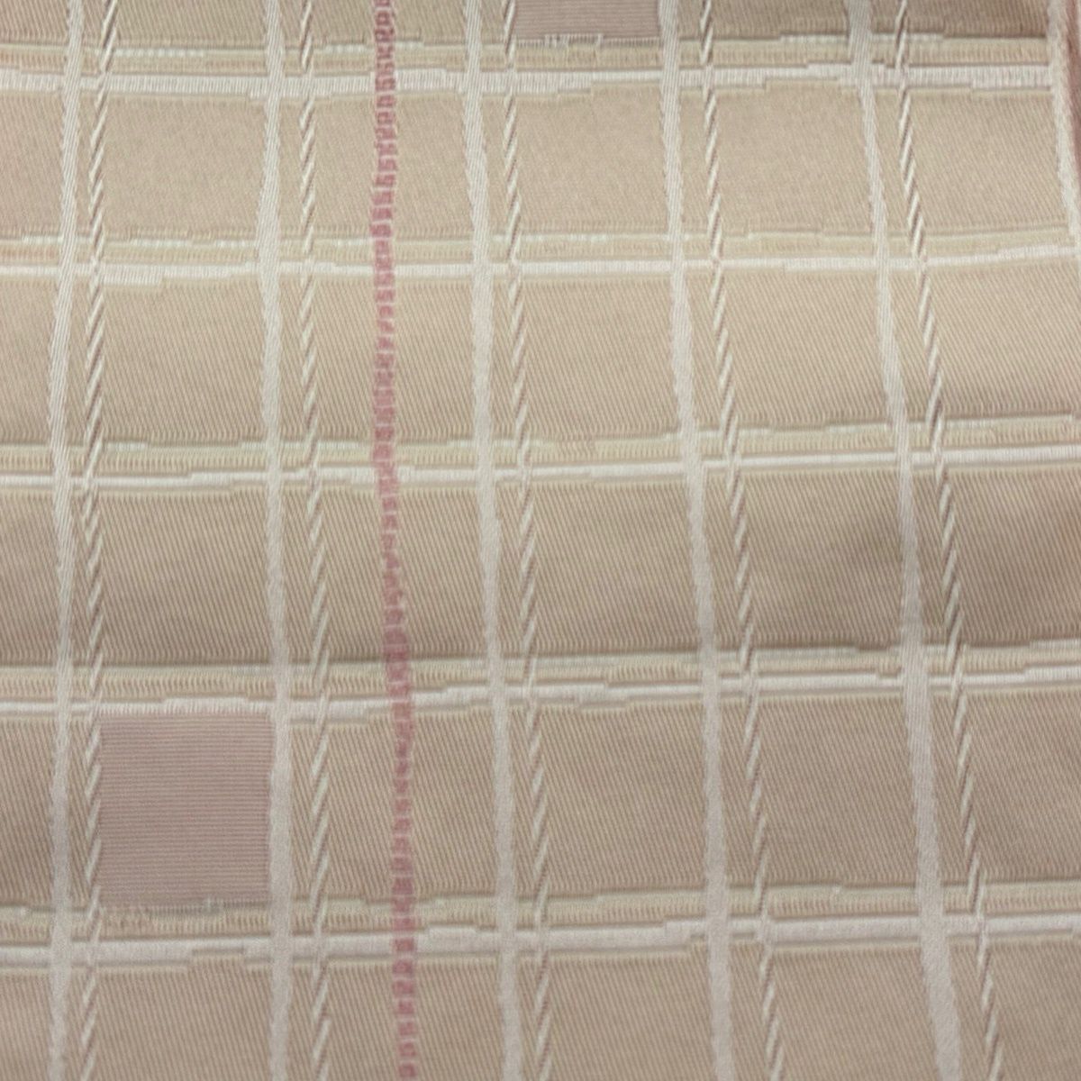 半幅帯 優品 格子 ピンクベージュ 化繊