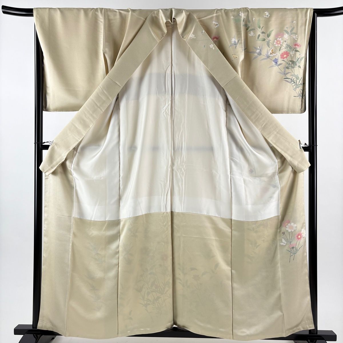 訪問着 身丈159cm 裄丈66.5cm M 袷 袋帯セット 草花 蝶 金彩 ぼかし