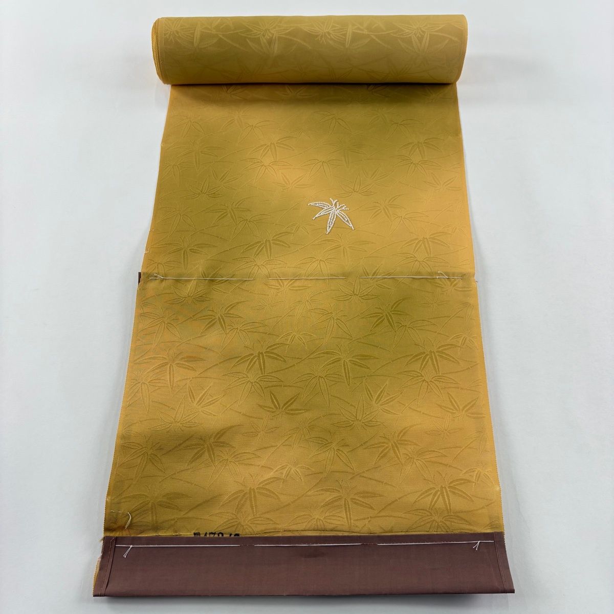 反物 秀品 小紋 笹 地紋 ぼかし 山吹色 正絹