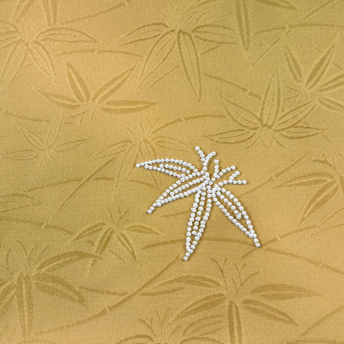 反物 秀品 小紋 笹 地紋 ぼかし 山吹色 正絹