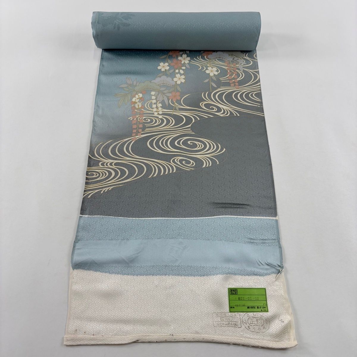 反物 秀品 付下げ 流水 桜 金彩 ぼかし 水色 正絹 【中古】 - メルカリ