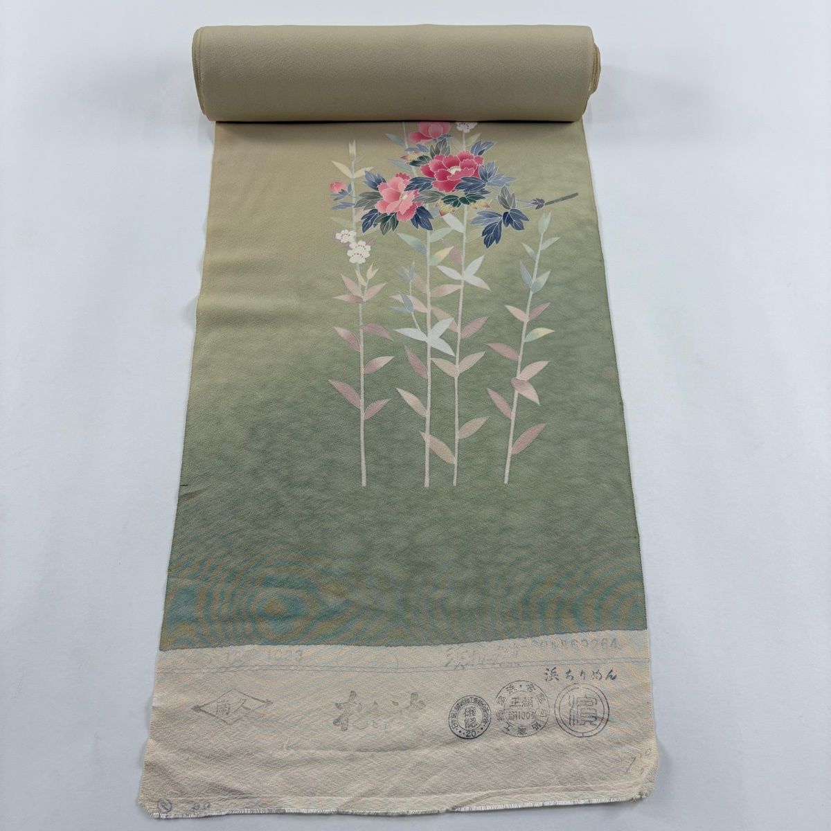 反物 秀品 付下げ 牡丹 草花 ぼかし 薄茶色 正絹 【中古】 - メルカリ