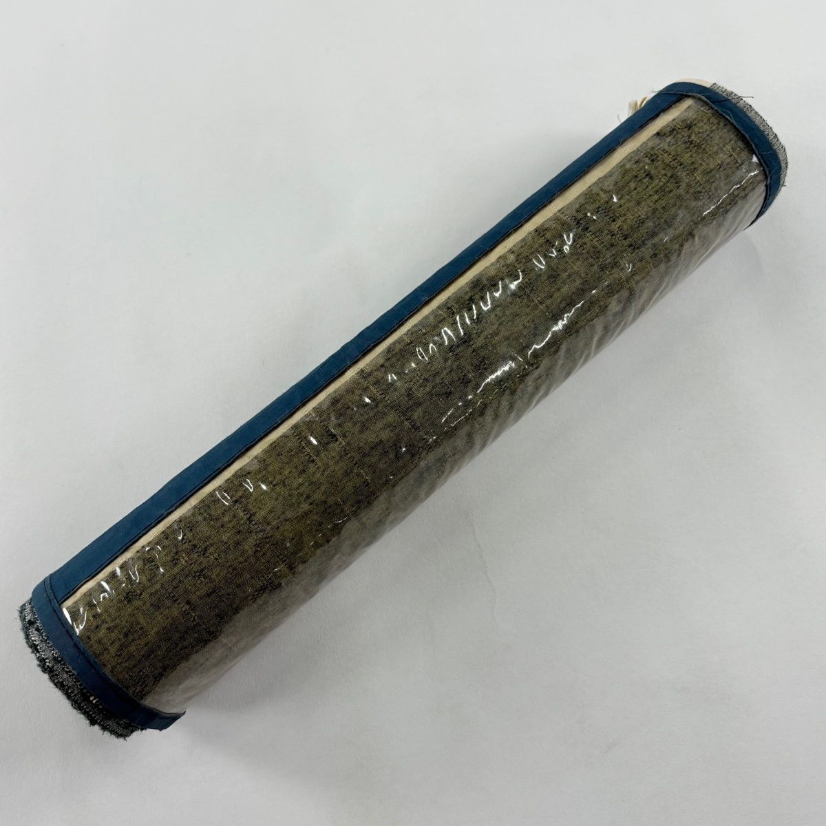  反物 秀品 紬 幾何学模様 よもぎ色 正絹 紬 着物反物