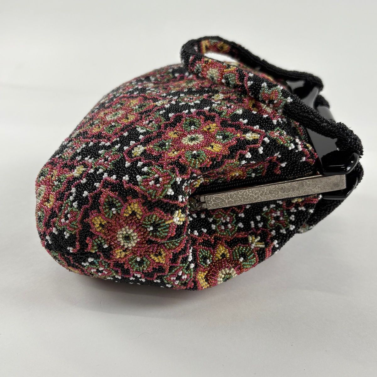 和装バッグ 秀品 ビーズバッグ フォーマル 華文 黒 ビーズ 和装小物