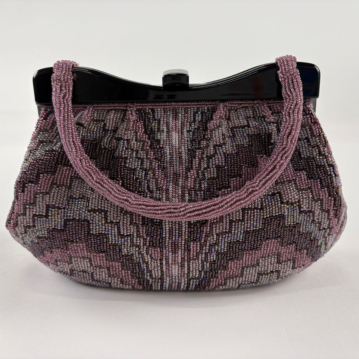 和装バッグ 優品 ビーズバッグ フォーマル 幾何学 紫 ビーズ 和装小物