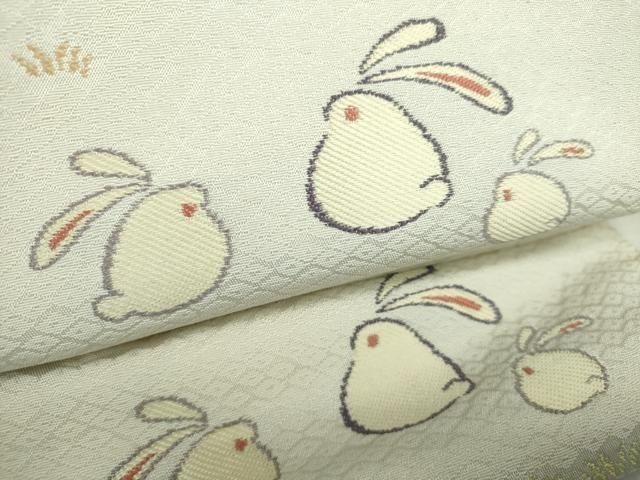  平和屋着物 ワンタッチつけ帯 兎 正絹 ps 付け帯 作り帯 帯