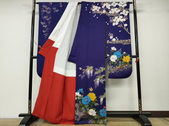 平和屋着物 豪華振袖 花蝶文 金彩 正絹 ut