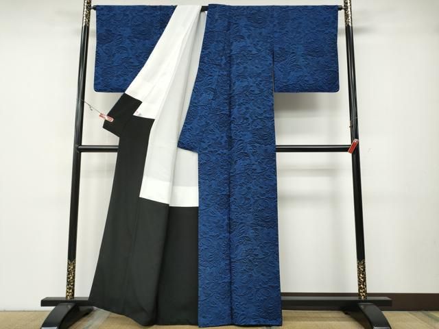 平和屋着物○染色作家 草野一騎 お召 天目織 更紗花文 正絹 逸品