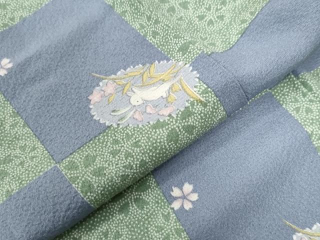 平和屋着物●上質な小紋　市松兎舞桜文　正絹　逸品　CAAZ3827yc 平和屋着物○上質な小紋 市松兎舞桜文 正絹 逸品 CAAZ3827yc - メルカリ