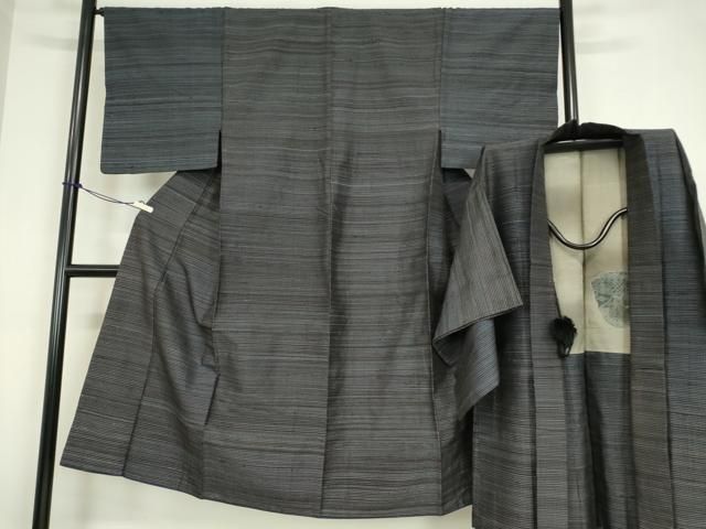 平和屋着物 男性 紬 アンサンブル 格子 正絹 az