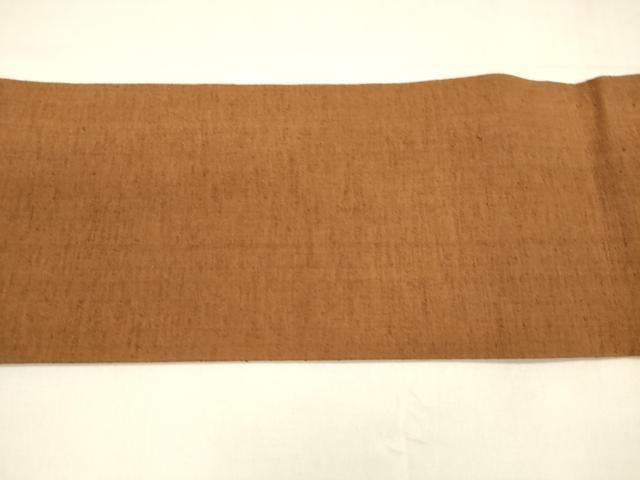 平和屋着物○つけ帯 紬地 唐茶色 正絹 逸品 DABA0183cm