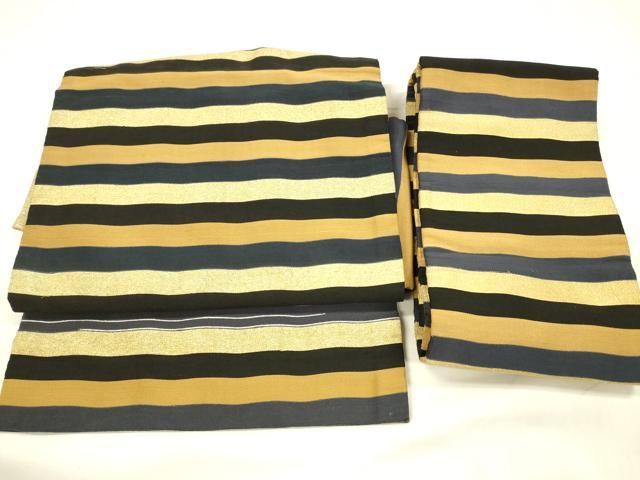 平和屋着物 爪掻き本綴れ つけ帯 横段文 金糸 正絹 cm